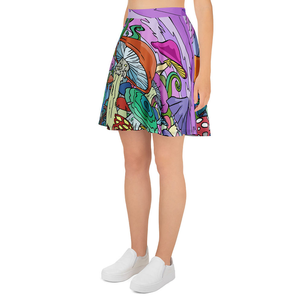 Thumbnail: "Mushroom Village" - Skater Skirt print