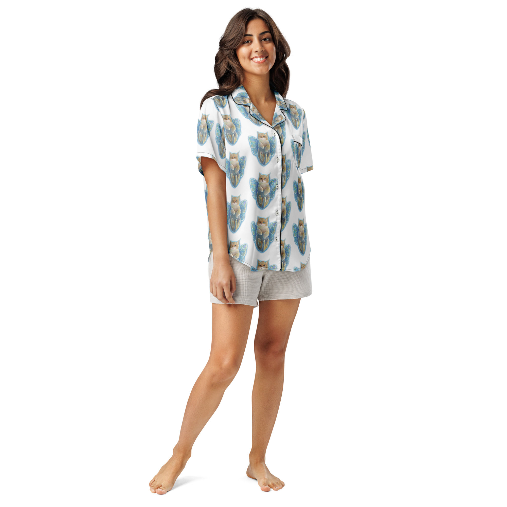 All-over print women’s short sleeve pajama top