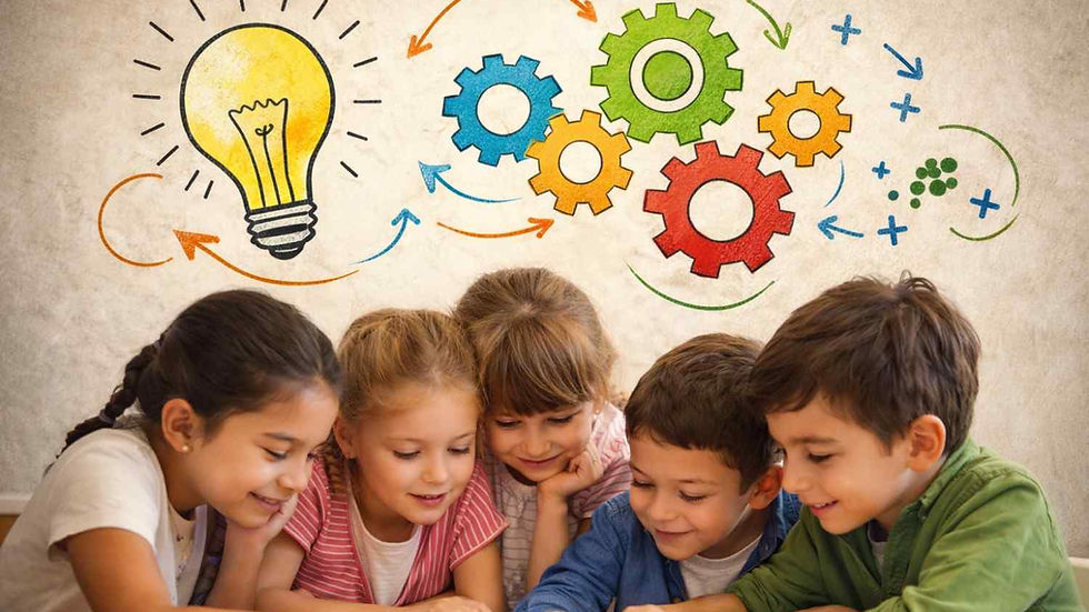 Teacher encouraging children to ask why and how questions