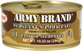 ARMY BRAND
SQUARE ENTERPRISES CORPORATION
PRODUCT OF POLAND
SERGEANT'S PORK PATE
PASZTET SIERZANTA