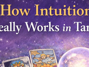 How intuition works in tarot reading with tarot cards and crystal ball illustration