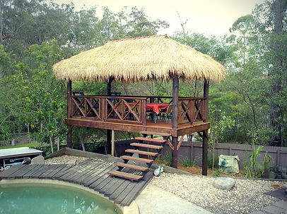3x5m Bali Hut with Kwila Deck supply and installed by Brisbane Tahtch and Decks