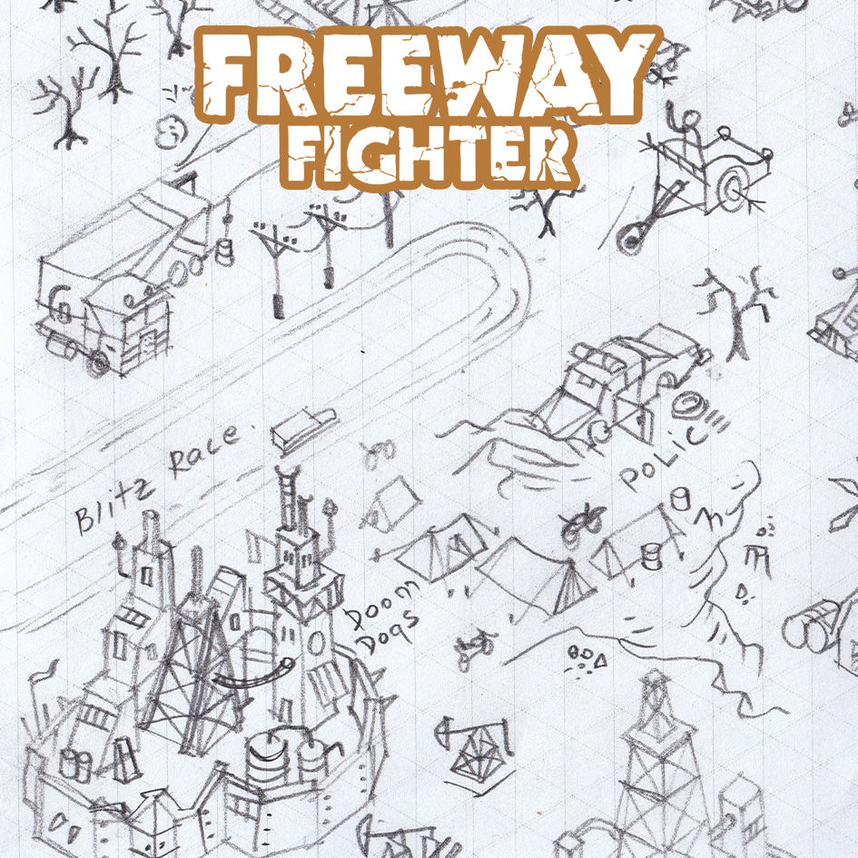 Thumbnail: Fighting Fantasy Freeway Fighter Map detail hand draw