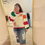 Thumbnail: Colorblock Floral Knit Sweater 