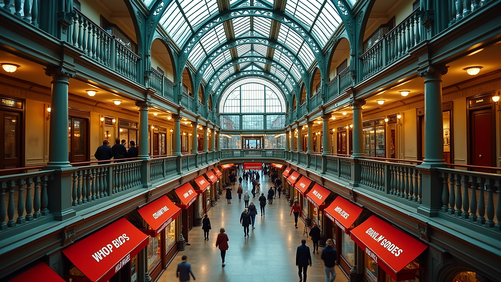 High angle view of the ornate roof of Leadenhall Market