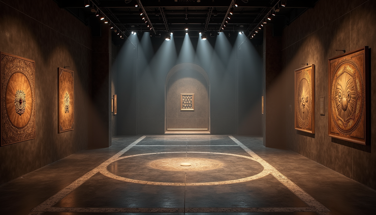 High angle view of a modern art installation inspired by Wagnerian themes