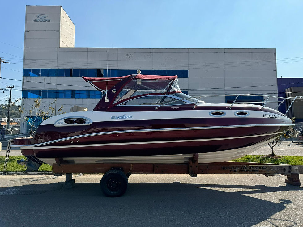 Miniatura: LANCHA DE FIBRA MARCA EVOLVE MODELO 270 NA COR BRANCA COM FAIXA VINHO