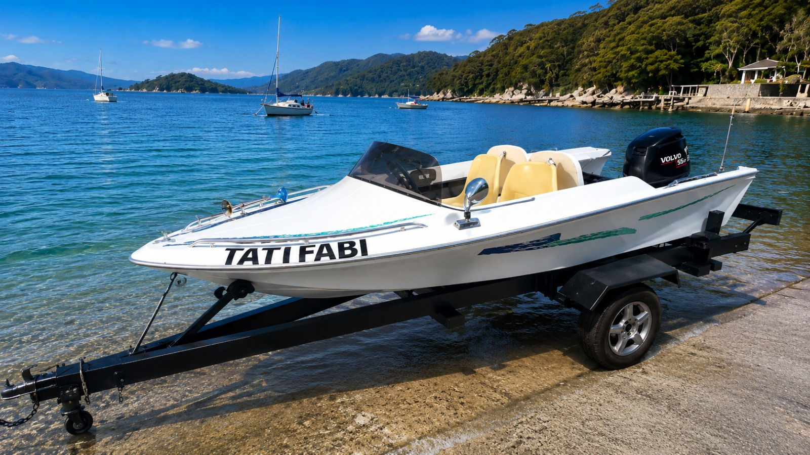 Lancha Fórmula 1 - Volvo 55 Hp GT 14, CARRETA: Rodoviária - COM GARANTIA