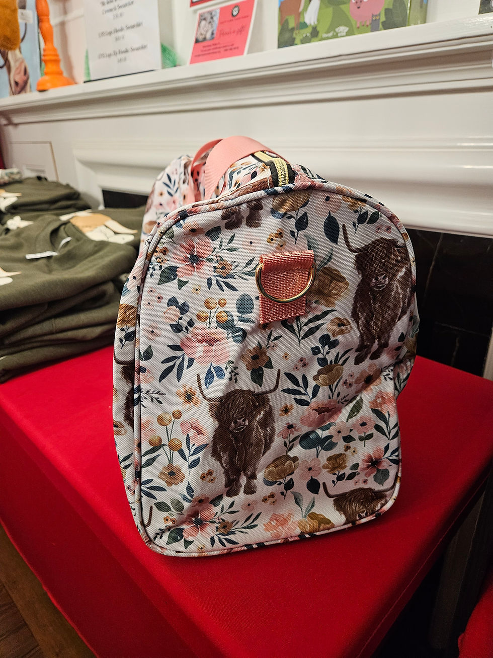 Thumbnail: Lifestyle: Highland Cow Flowers Mini Duffle Bag