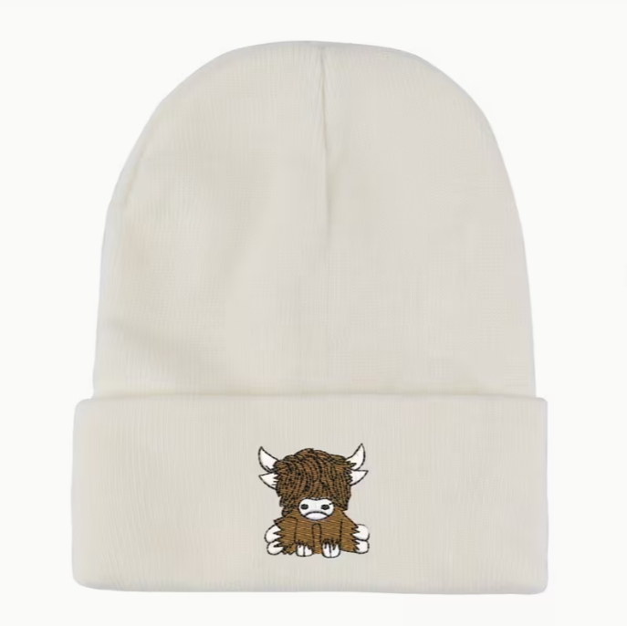 Thumbnail: Clothing: Highland Cow Embroidery Beanie Hat