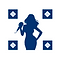 Logo de Gina Vandel, una cantante con el microfono en la mano