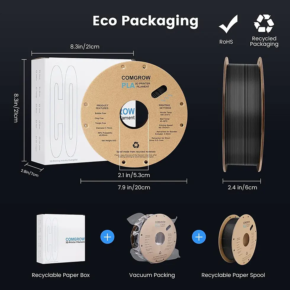 Thumbnail: Sovol Black/Black PLA Filament 2KG (1KG+1KG)Cardboard Spools Black/Black