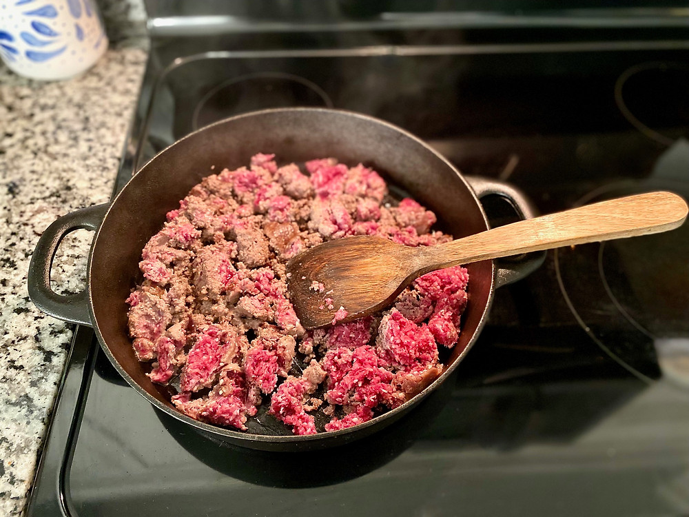 Venison cooking on the stove