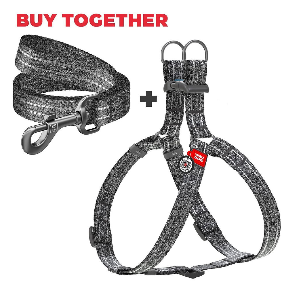 Thumbnail: Grey Cotton Dog Harness Soft Eco Friendly Adjustable for Large Dogs L Size