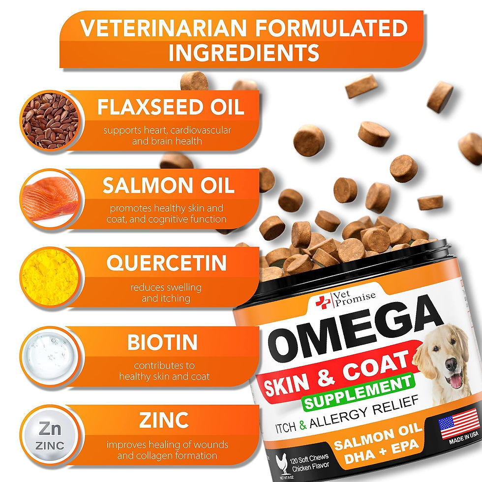 Thumbnail: Omega 3 for Dogs Dog Skin and Coat Supplement Fish Oil for Dogs Chews 120 Treats