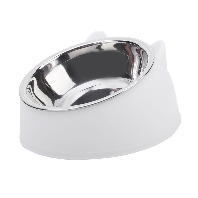 Thumbnail: Cat Bowl Creative Inclined Kitten Puppy Food Feeding Bowls Stainless St