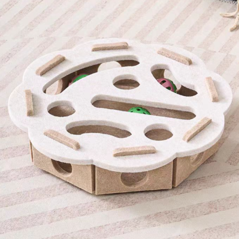Thumbnail: Pet Cat Puzzle Maze Holes Toys Felt Box With Bell Ball Kitten Playing Toys Inter