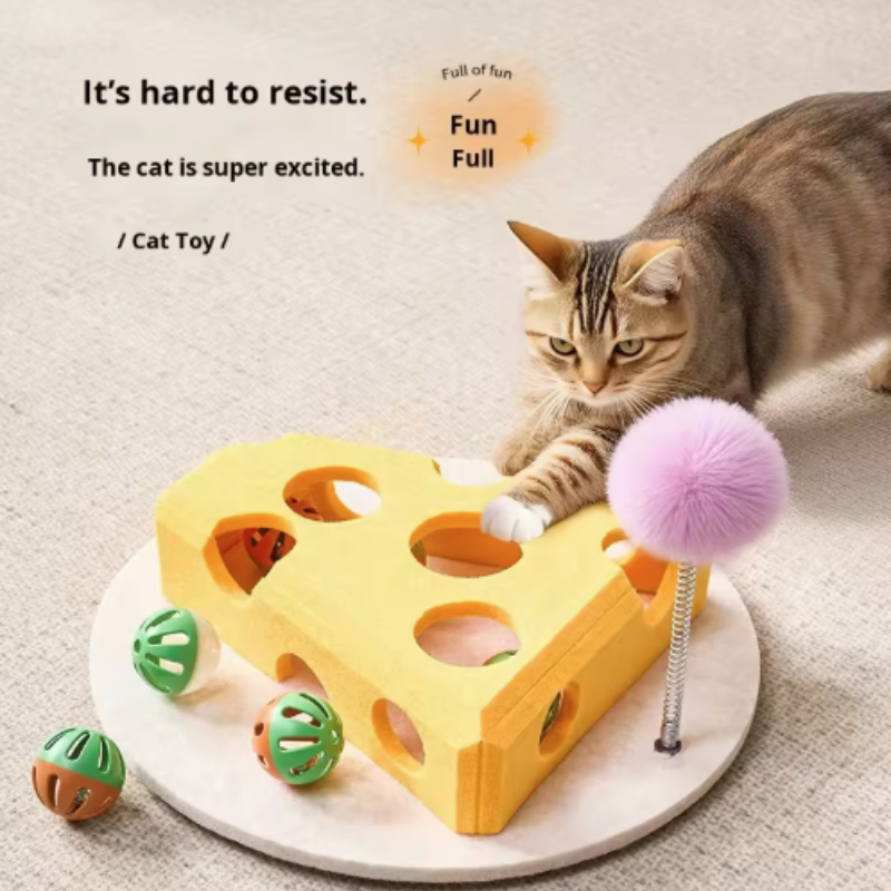 Thumbnail: Pet Cat Puzzle Maze Holes Toys Felt Box With Bell Ball Kitten Playing Toys Inter