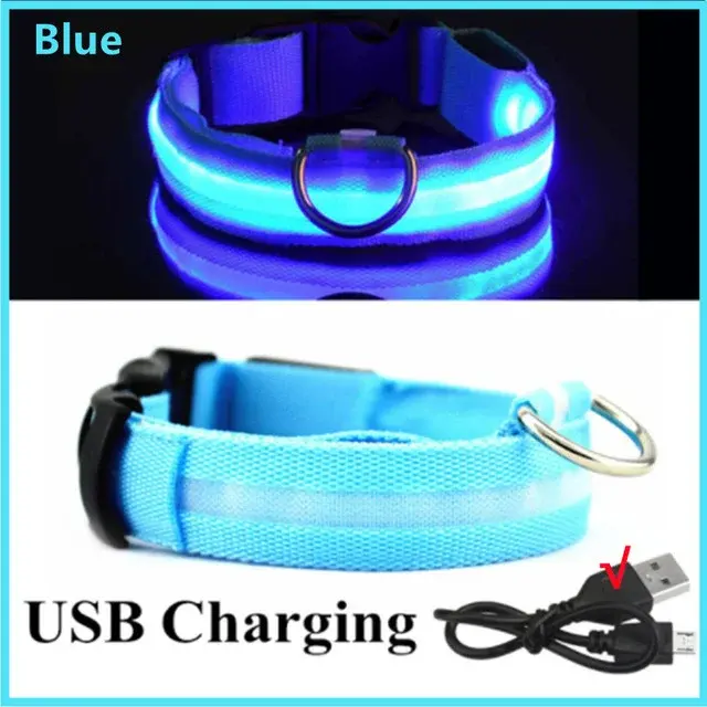 Thumbnail: LED Glowing Dog Collar Adjustable Flashing Rechargea Luminous Collar Night Anti-
