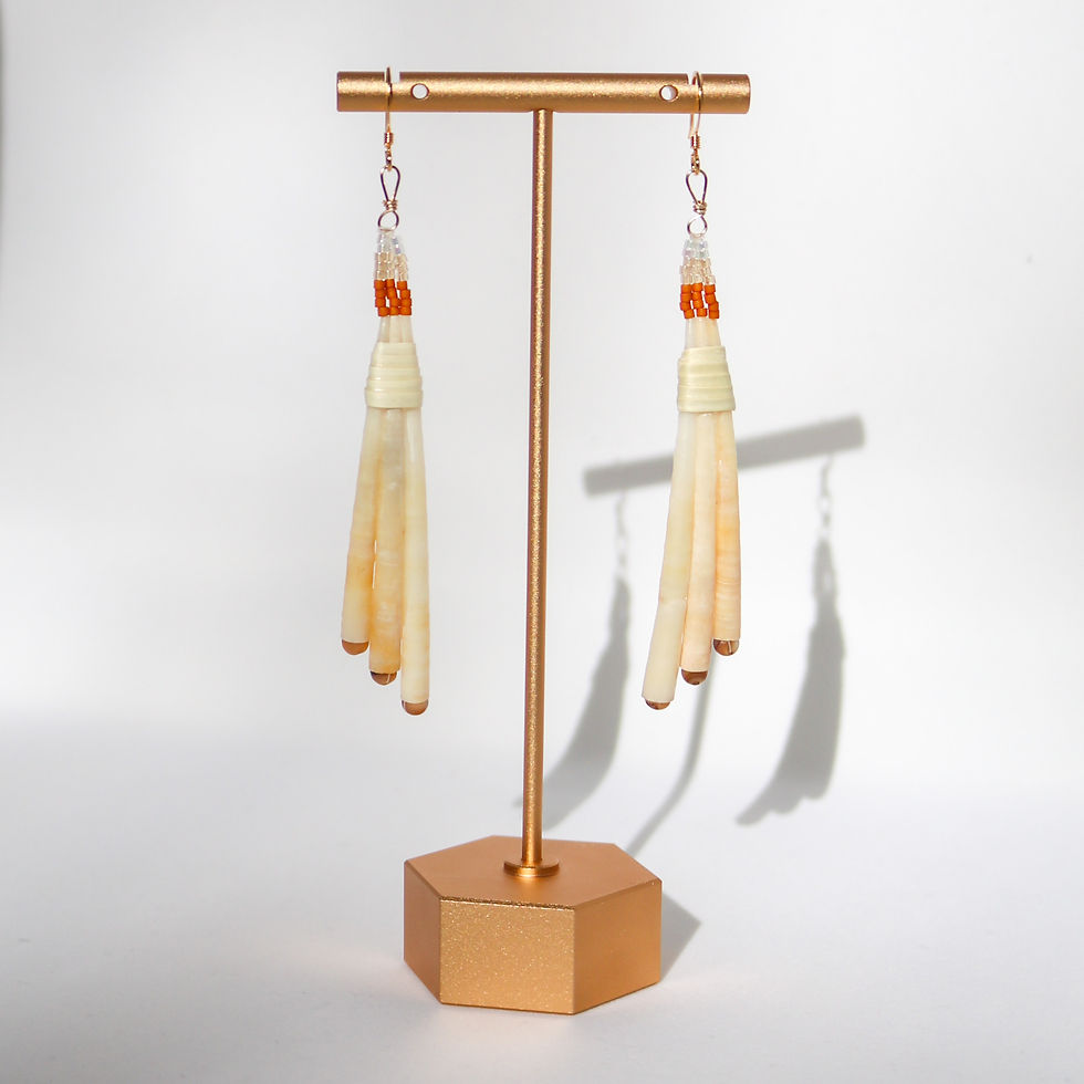 Thumbnail: Orange One-Eleven Dentalium Earrings