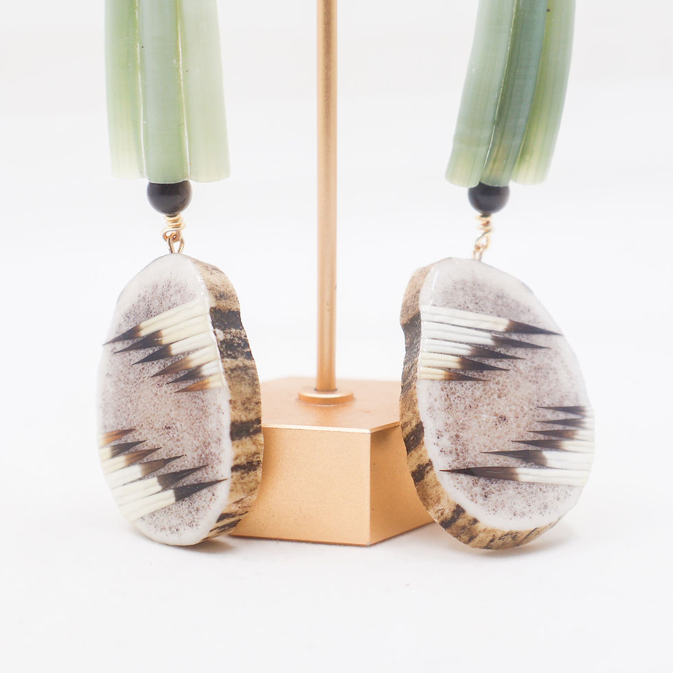 Thumbnail: Green One-Eleven Elk Earrings