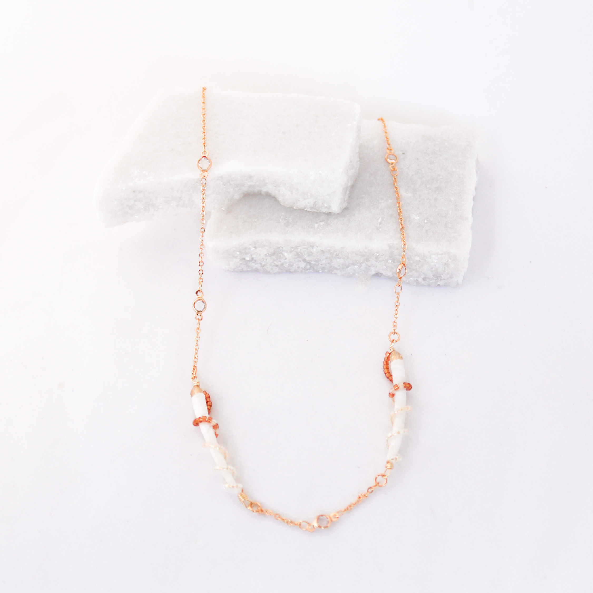 Crystal Dentalium Necklace