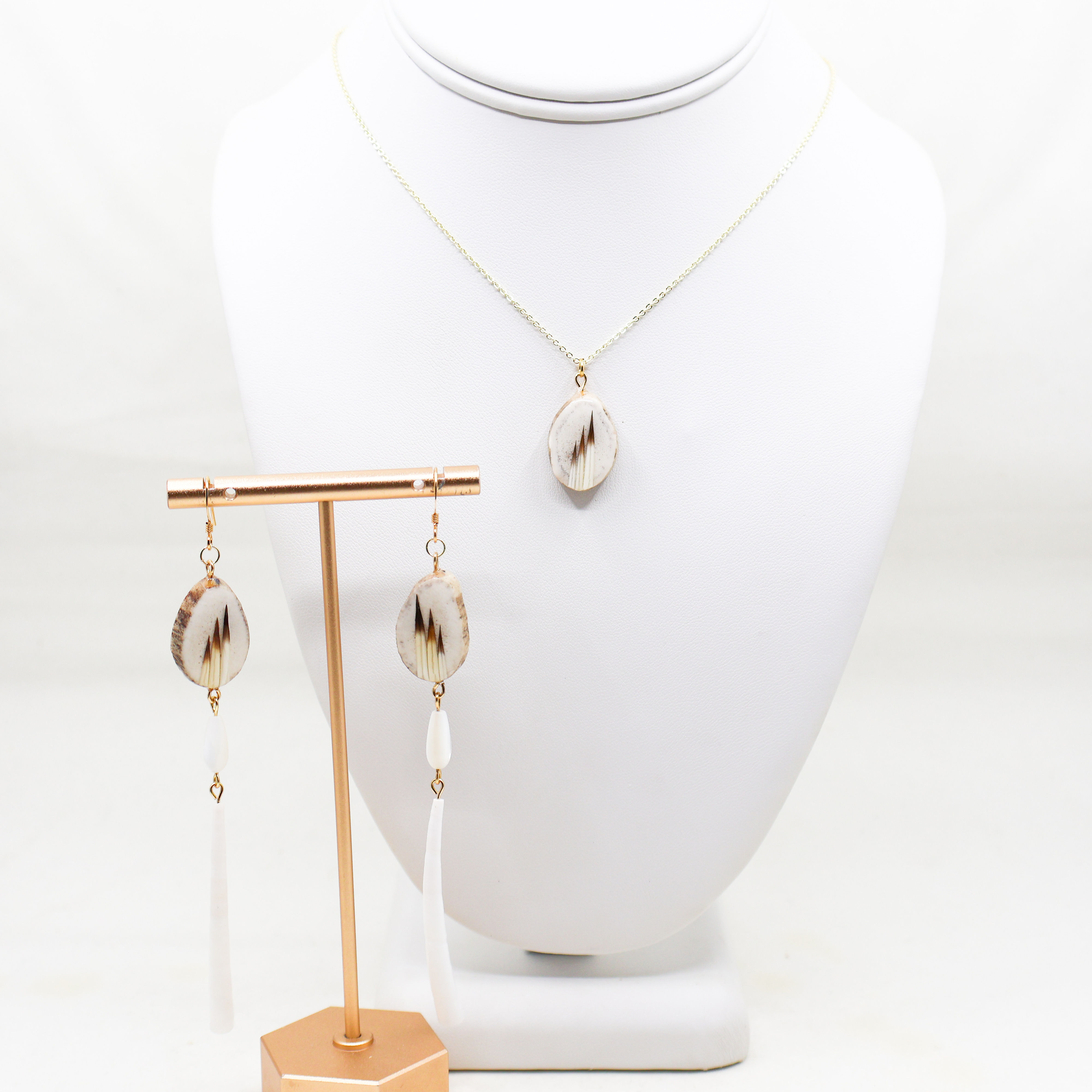 Elk Dentalium Necklace & Earring Set