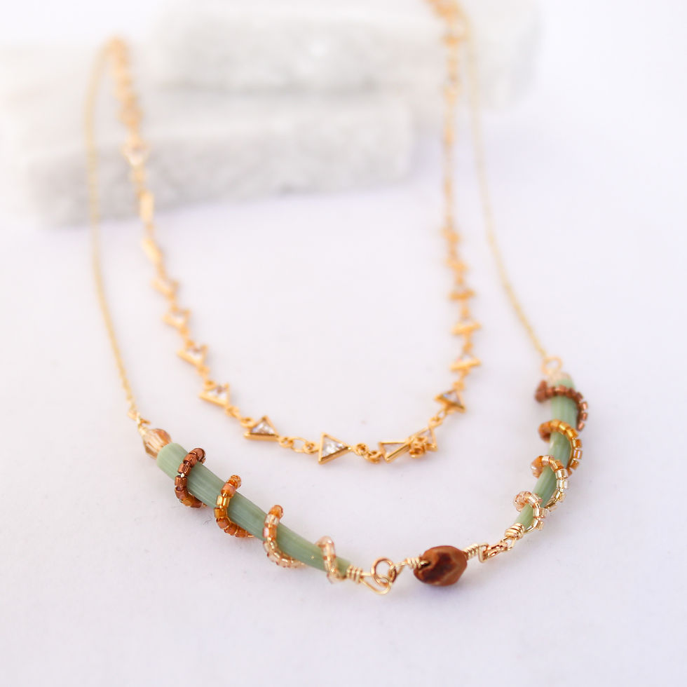 Thumbnail: Green Dentalium Necklace Set