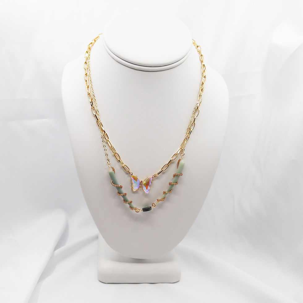Thumbnail: Green Butterfly Necklace Set