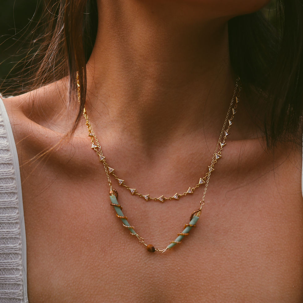 Thumbnail: Green Dentalium Necklace Set
