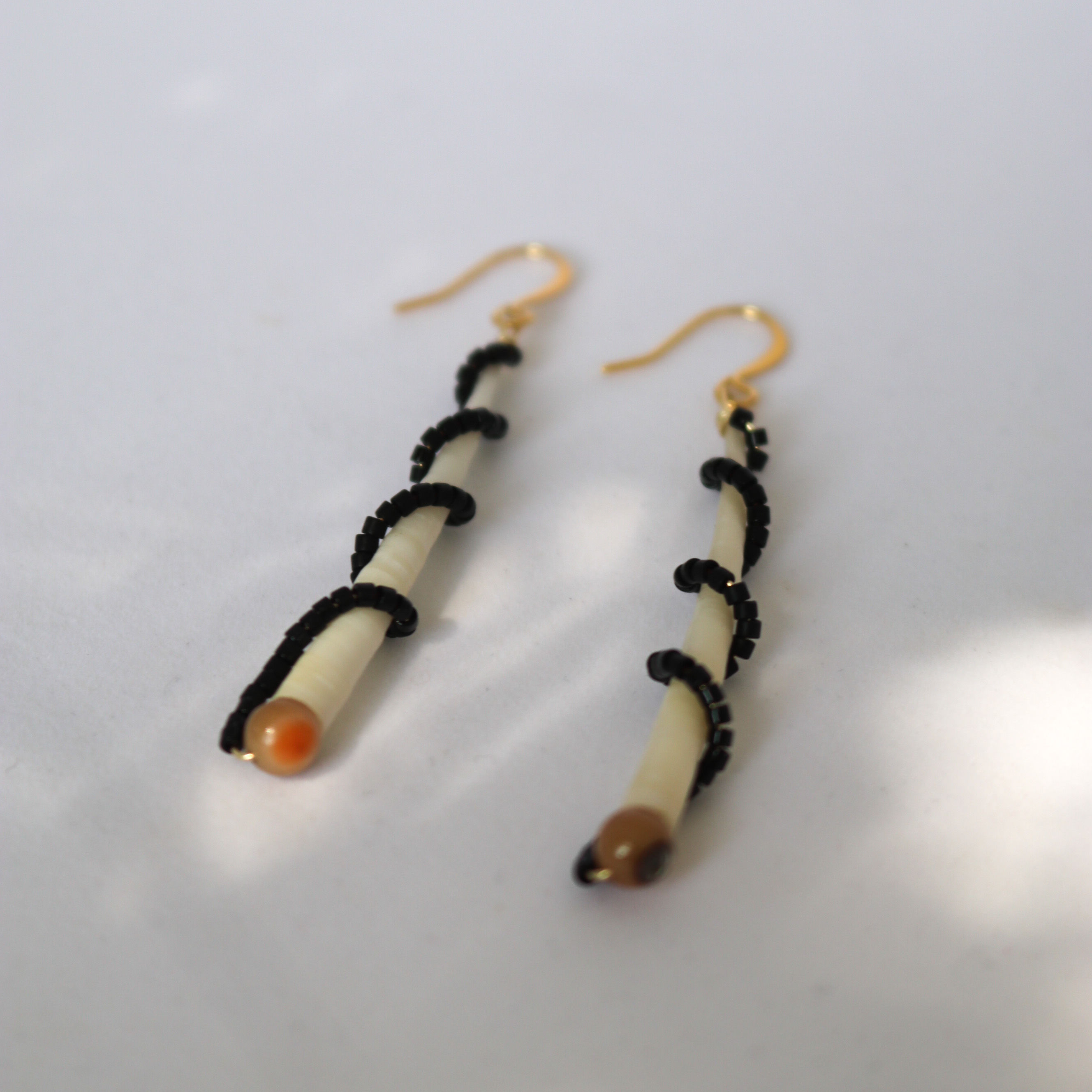 Black Bead Wrapped Dentalium