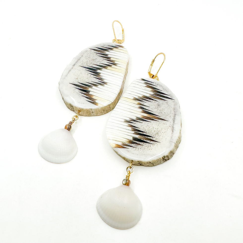 Thumbnail: Large Elk Antler Clam Earrings