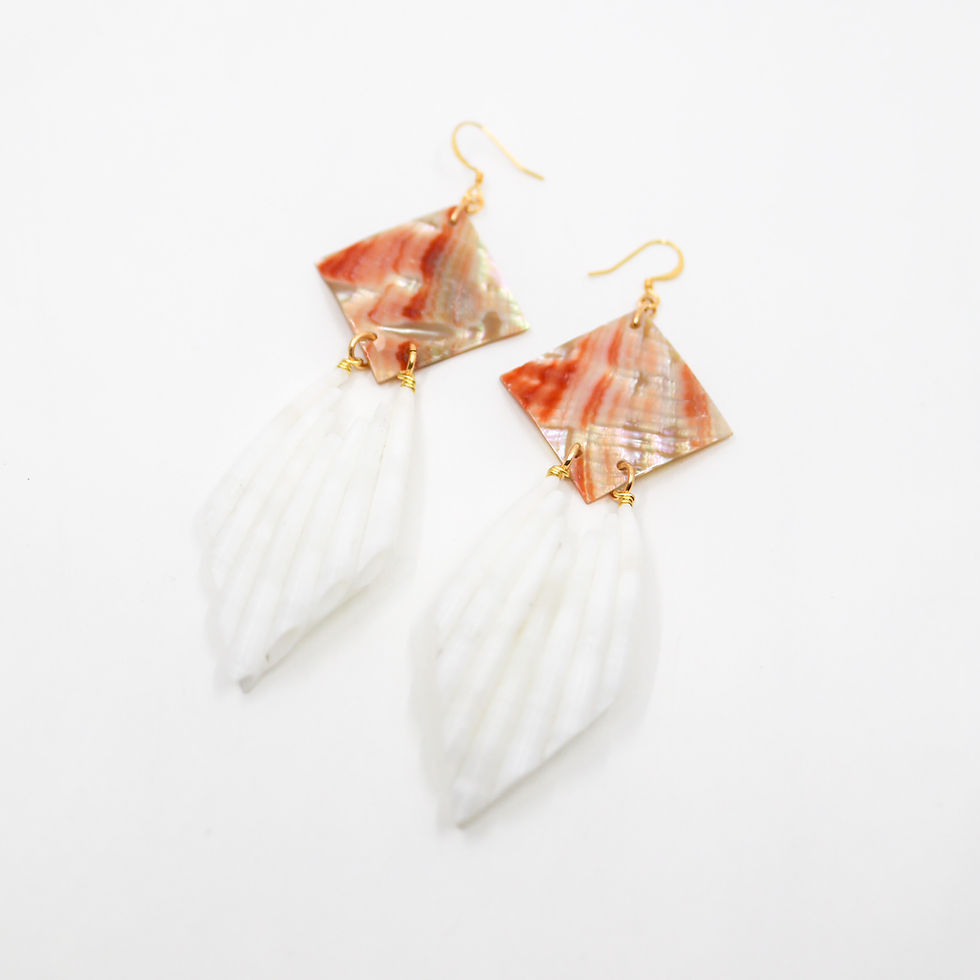 Thumbnail: Diamond Abalone Dentalium Earrings
