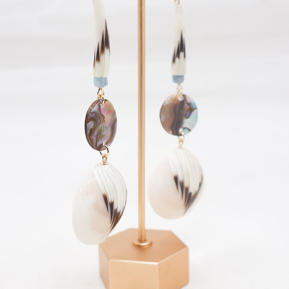 Thumbnail: Large Clam Shell Ab Earrings