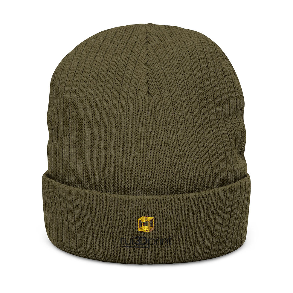 Miniaturbild: Ribbed Knit Beanie — Embroidered Cuff Winter Hat