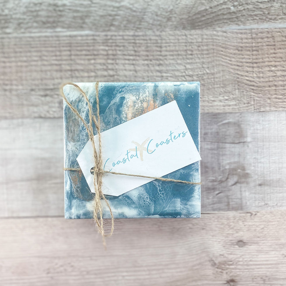 Thumbnail: Slate Gray with Rose Gold Table Coaster Set