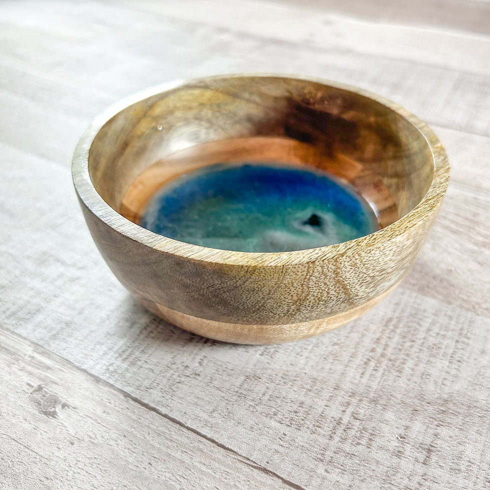 Thumbnail: Ocean Trinket Dish - Resin and Mango Wood 5"