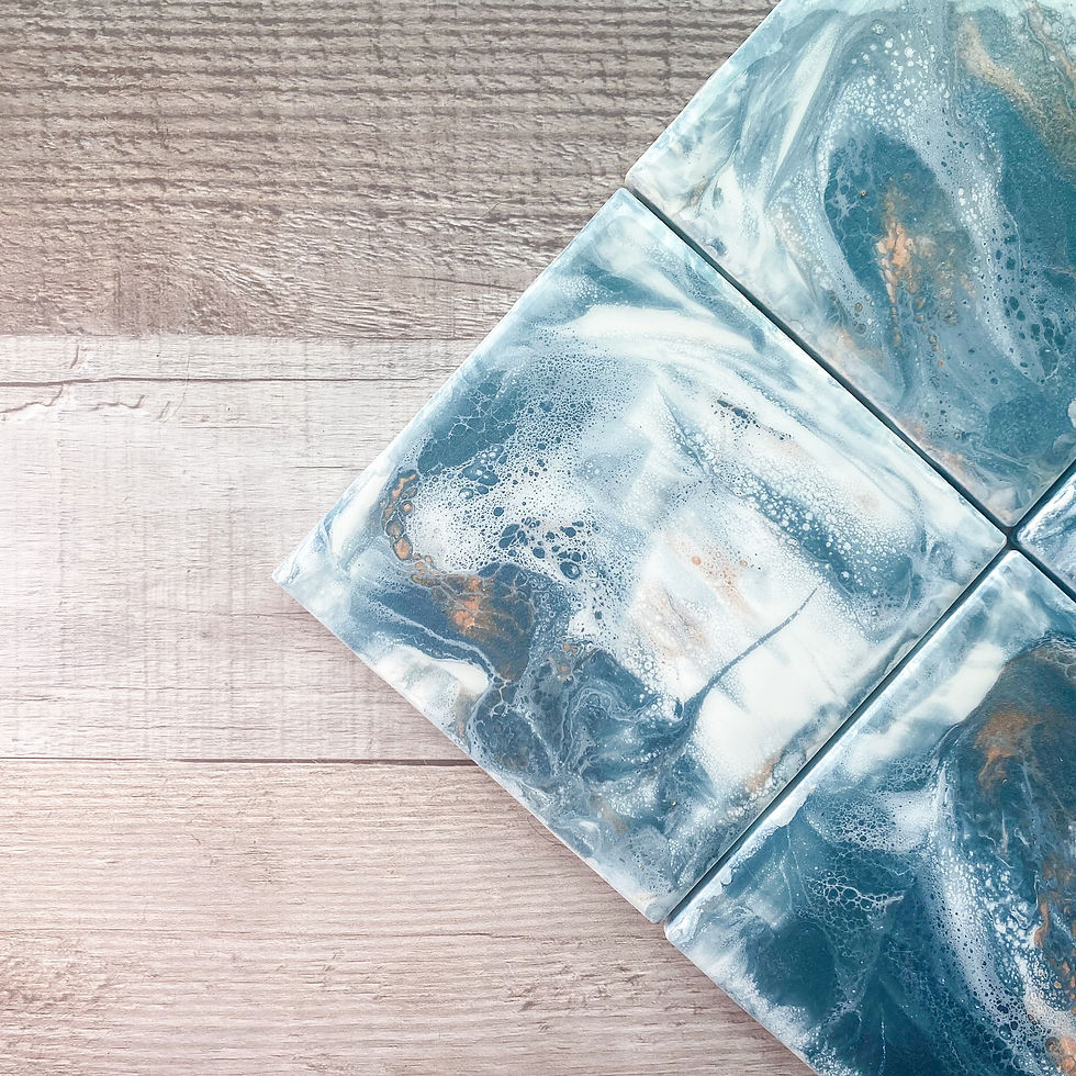 Thumbnail: Slate Gray with Rose Gold Table Coaster Set