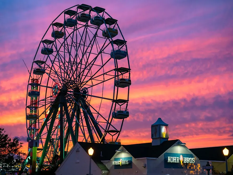 Old Orchard Beach Ferris wheel at sunset