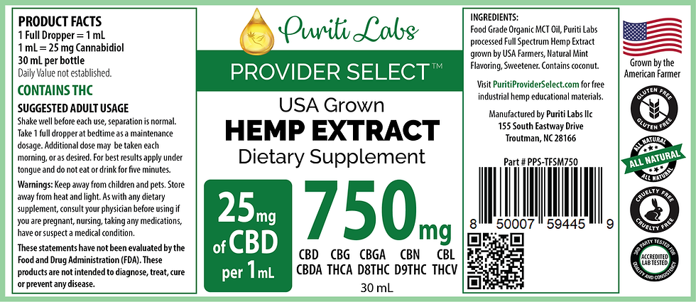 Hemp Extract CBD Tincture Full Spectrum Maintenance Dosage 750mg, Mint, 30mL