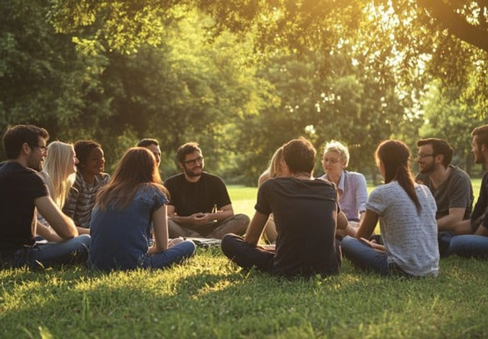 outdoor-group-gathering-stockcake