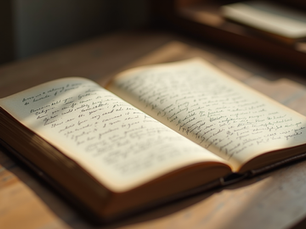 Diary on a wooden table