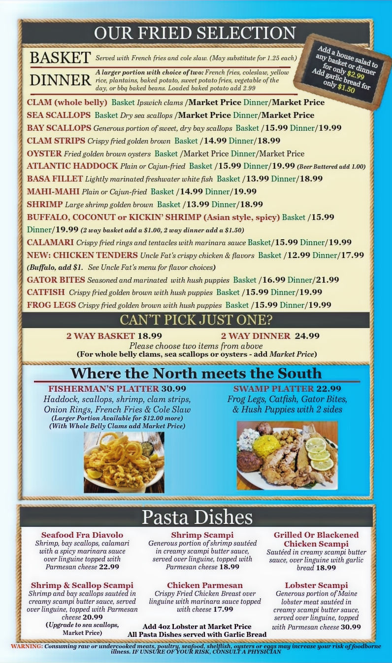 The Great Catch Restaurant Menu Editd DK