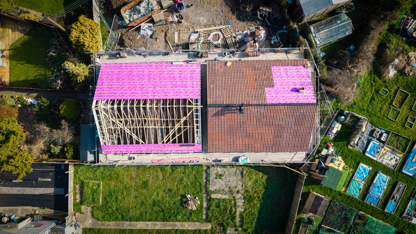top down shot of construction project