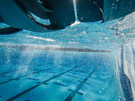 Lane lines underwater in swimming pool