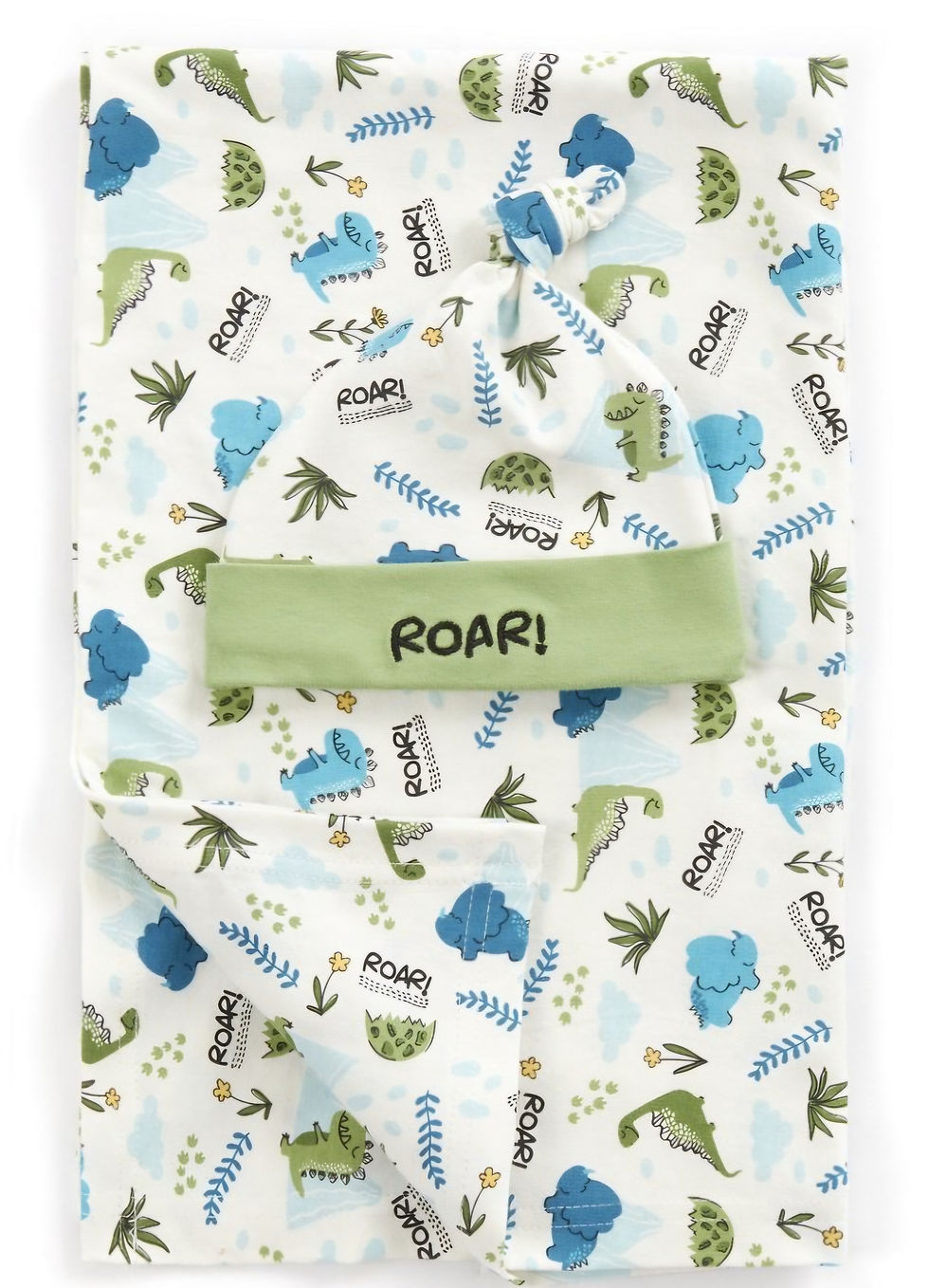 Thumbnail: Baby boys hat and blanket set dinosaurs Roar gift set