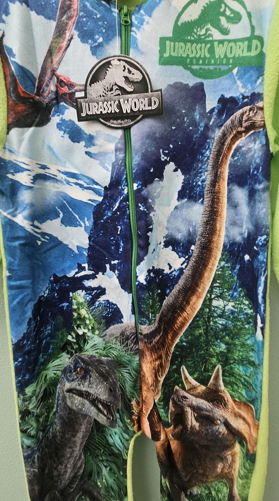 Thumbnail: Jurassic world dinosaur zip up onsie 3-4 years 