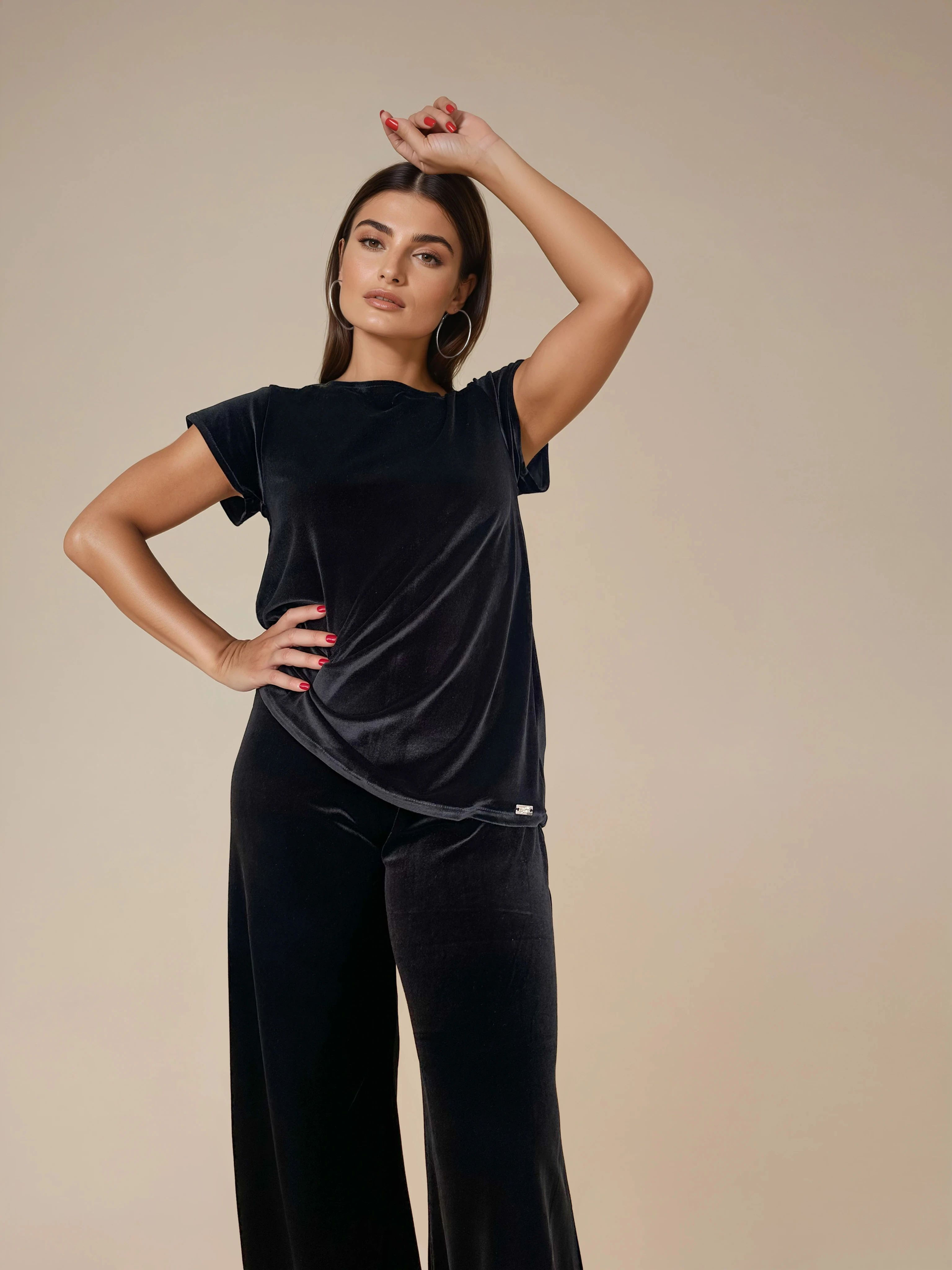 Top Evasé manga mini BEKSIN Terciopelo Negro