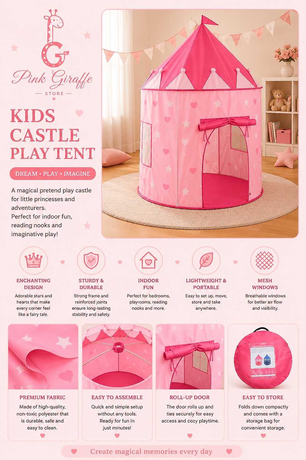 Thumbnail: Kids Castle Play Tent – Foldable Indoor & Outdoor Playhouse