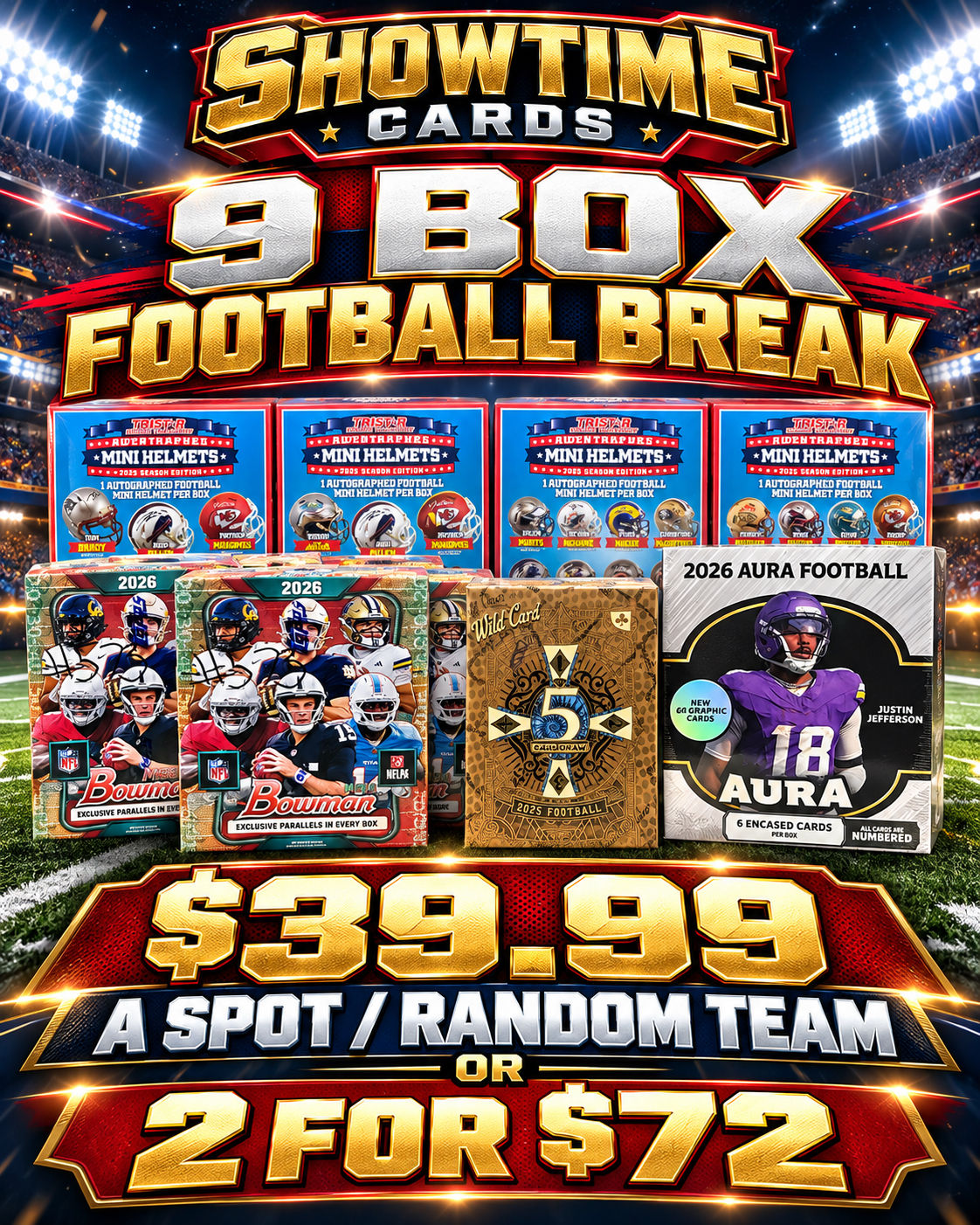 #576 - 9 Box FB Mixer Break - Bowman Mega, Mini Helmet, Aura Hobby, &